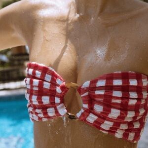 Montce Red and White Checkered Bikini